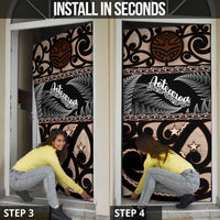 Kia Ora New Zealand Door Cover Aotearoa Proud Maori Silver Fern - Polynesian Pride