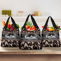 Kia Ora New Zealand Grocery Bag Aotearoa Proud Maori With Silver Fern LT14 3-pack One Size Black - Polynesian Pride
