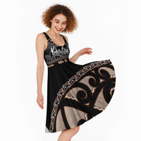 Kia Ora New Zealand Midi Dress Aotearoa Proud Maori Silver Fern - Polynesian Pride