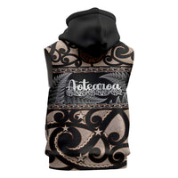 Kia Ora New Zealand Sleeveless Zip Hoodie Aotearoa Proud Maori Silver Fern - Polynesian Pride