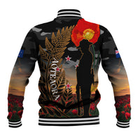 New Zealand ANZAC Day Baseball Jacket Lest We Forget Silver Fern With Camouflage LT14 - Polynesian Pride