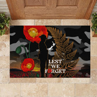 New Zealand ANZAC Day Rubber Doormat Lest We Forget Silver Fern With Camouflage LT14 - Polynesian Pride