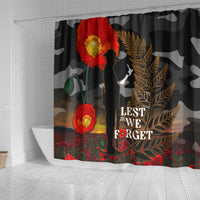 New Zealand ANZAC Day Shower Curtain Lest We Forget Silver Fern With Camouflage LT14 - Polynesian Pride