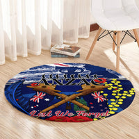 Australia And New Zealand ANZAC Day Round Carpet Lest We Forget Silver Fern With Golden Wattle LT14 - Polynesian Pride