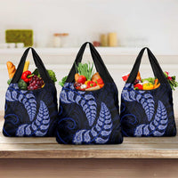 Blue New Zealand Paisley Silver Fern Grocery Bag Aotearoa Maori LT14 3-pack One Size Blue - Polynesian Pride