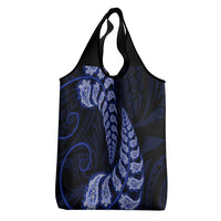 Blue New Zealand Paisley Silver Fern Grocery Bag Aotearoa Maori LT14 - Polynesian Pride