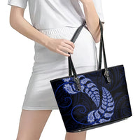 Blue New Zealand Paisley Silver Fern Leather Tote Bag Aotearoa Maori LT14 - Polynesian Pride