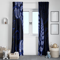 Blue New Zealand Paisley Silver Fern Window Curtain Aotearoa Maori LT14 - Polynesian Pride