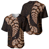 Brown New Zealand Paisley Silver Fern Baseball Jersey Aotearoa Maori LT14 - Polynesian Pride