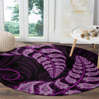 Purple New Zealand Paisley Silver Fern Round Carpet Aotearoa Maori LT14 - Polynesian Pride