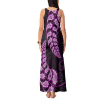 Purple New Zealand Paisley Silver Fern Tank Maxi Dress Aotearoa Maori LT14 - Polynesian Pride