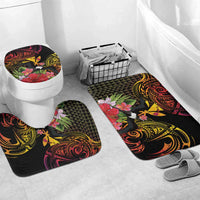 Hawaii Iwa Bird Bathroom Set Great Frigatebird Kanaka Tropical Hippie Style LT14 Mat Set Only (3 pcs) One Size Black - Polynesian Pride