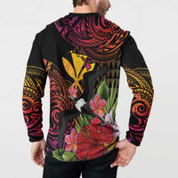 Hawaii Iwa Bird Button Sweatshirt Great Frigatebird Kanaka Tropical Hippie Style LT14 - Polynesian Pride