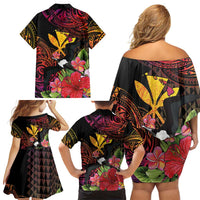 Hawaii Iwa Bird Family Matching Off Shoulder Short Dress and Hawaiian Shirt Great Frigatebird Kanaka Tropical Hippie Style - Polynesian Pride