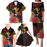 Hawaii Iwa Bird Family Matching Puletasi and Hawaiian Shirt Great Frigatebird Kanaka Tropical Hippie Style - Polynesian Pride