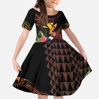 Hawaii Iwa Bird Family Matching Short Sleeve Bodycon Dress and Hawaiian Shirt Great Frigatebird Kanaka Tropical Hippie Style - Polynesian Pride