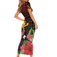 Hawaii Iwa Bird Family Matching Short Sleeve Bodycon Dress and Hawaiian Shirt Great Frigatebird Kanaka Tropical Hippie Style - Polynesian Pride