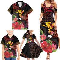 Hawaii Iwa Bird Family Matching Summer Maxi Dress and Hawaiian Shirt Great Frigatebird Kanaka Tropical Hippie Style - Polynesian Pride