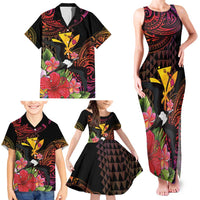 Hawaii Iwa Bird Family Matching Tank Maxi Dress and Hawaiian Shirt Great Frigatebird Kanaka Tropical Hippie Style - Polynesian Pride