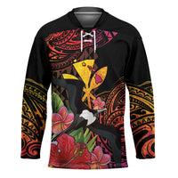Hawaii Iwa Bird Hockey Jersey Great Frigatebird Kanaka Tropical Hippie Style LT14 Unisex Black - Polynesian Pride