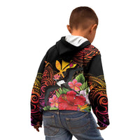 Hawaii Iwa Bird Kid Hoodie Great Frigatebird Kanaka Tropical Hippie Style - Polynesian Pride