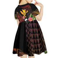 Hawaii Iwa Bird Kid Short Sleeve Dress Great Frigatebird Kanaka Tropical Hippie Style - Polynesian Pride