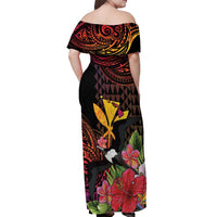 Hawaii Iwa Bird Off Shoulder Maxi Dress Great Frigatebird Kanaka Tropical Hippie Style - Polynesian Pride