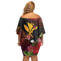 Hawaii Iwa Bird Off Shoulder Short Dress Great Frigatebird Kanaka Tropical Hippie Style - Polynesian Pride