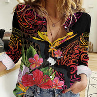 Hawaii Iwa Bird Women Casual Shirt Great Frigatebird Kanaka Tropical Hippie Style - Polynesian Pride