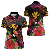 Hawaii Iwa Bird Women Polo Shirt Great Frigatebird Kanaka Tropical Hippie Style - Polynesian Pride