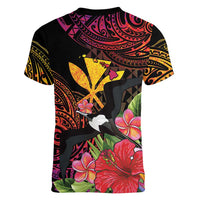 Hawaii Iwa Bird Women V-Neck T-Shirt Great Frigatebird Kanaka Tropical Hippie Style - Polynesian Pride