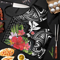 Hawaii Iwa Bird Apron Great Frigatebird Kanaka Tropical Flowers LT14 Black - Polynesian Pride