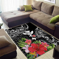 Hawaii Iwa Bird Area Rug Great Frigatebird Kanaka Tropical Flowers - Polynesian Pride