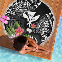 Hawaii Iwa Bird Beach Blanket Great Frigatebird Kanaka Tropical Flowers - Polynesian Pride