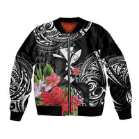 Hawaii Iwa Bird Bomber Jacket Great Frigatebird Kanaka Tropical Flowers - Polynesian Pride
