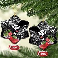 Hawaii Iwa Bird Ceramic Ornament Great Frigatebird Kanaka Tropical Flowers - Polynesian Pride