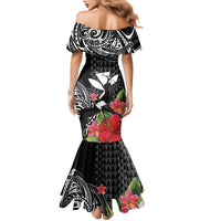 Hawaii Iwa Bird Family Matching Mermaid Dress and Hawaiian Shirt Great Frigatebird Kanaka Tropical Flowers - Polynesian Pride