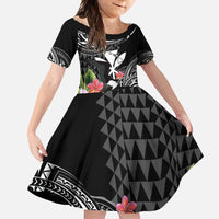 Hawaii Iwa Bird Family Matching Off Shoulder Maxi Dress and Hawaiian Shirt Great Frigatebird Kanaka Tropical Flowers - Polynesian Pride