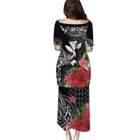 Hawaii Iwa Bird Family Matching Puletasi and Hawaiian Shirt Great Frigatebird Kanaka Tropical Flowers - Polynesian Pride