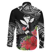 Hawaii Iwa Bird Family Matching Short Sleeve Bodycon Dress and Hawaiian Shirt Great Frigatebird Kanaka Tropical Flowers - Polynesian Pride