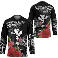 Hawaii Iwa Bird Hockey Jersey Great Frigatebird Kanaka Tropical Flowers - Polynesian Pride
