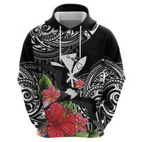 Hawaii Iwa Bird Hoodie Great Frigatebird Kanaka Tropical Flowers - Polynesian Pride