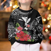 Hawaii Iwa Bird Kid Ugly Christmas Sweater Great Frigatebird Kanaka Tropical Flowers - Polynesian Pride