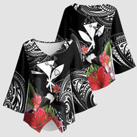 Hawaii Iwa Bird Kimono Sleeve Blouse Great Frigatebird Kanaka Tropical Flowers LT14 - Polynesian Pride
