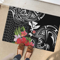 Hawaii Iwa Bird Rubber Doormat Great Frigatebird Kanaka Tropical Flowers LT14 - Polynesian Pride