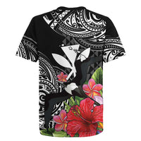 Hawaii Iwa Bird Rugby Jersey Great Frigatebird Kanaka Tropical Flowers LT14 - Polynesian Pride