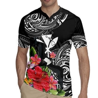 Hawaii Iwa Bird Rugby Jersey Great Frigatebird Kanaka Tropical Flowers LT14 - Polynesian Pride