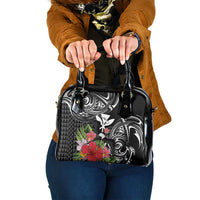 Hawaii Iwa Bird Shoulder Handbag Great Frigatebird Kanaka Tropical Flowers LT14 One Size Black - Polynesian Pride