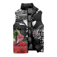 Hawaii Iwa Bird Sleeveless Puffer Jacket Great Frigatebird Kanaka Tropical Flowers LT14 - Polynesian Pride