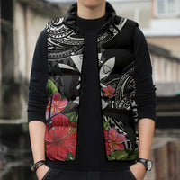 Hawaii Iwa Bird Sleeveless Puffer Jacket Great Frigatebird Kanaka Tropical Flowers LT14 - Polynesian Pride